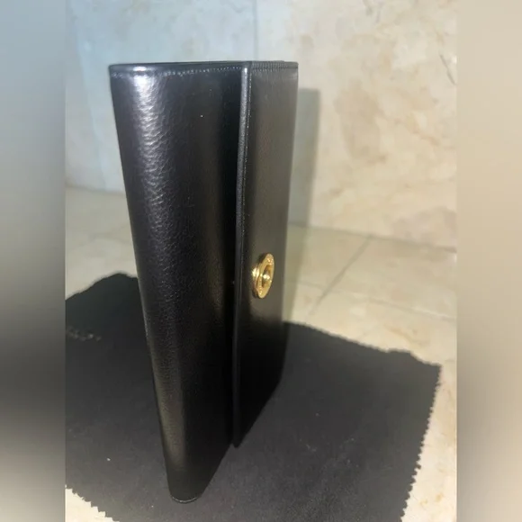 Vintage Céline Long Continental Wallet Black Calfskin Gold Snap + Full Set - Picture 8 of 12